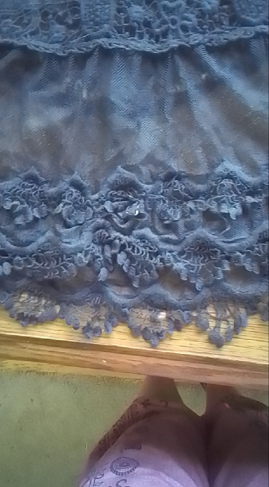 Roommates Black Lace Chemise with Scalloped Hem - Picture 9 of 11
